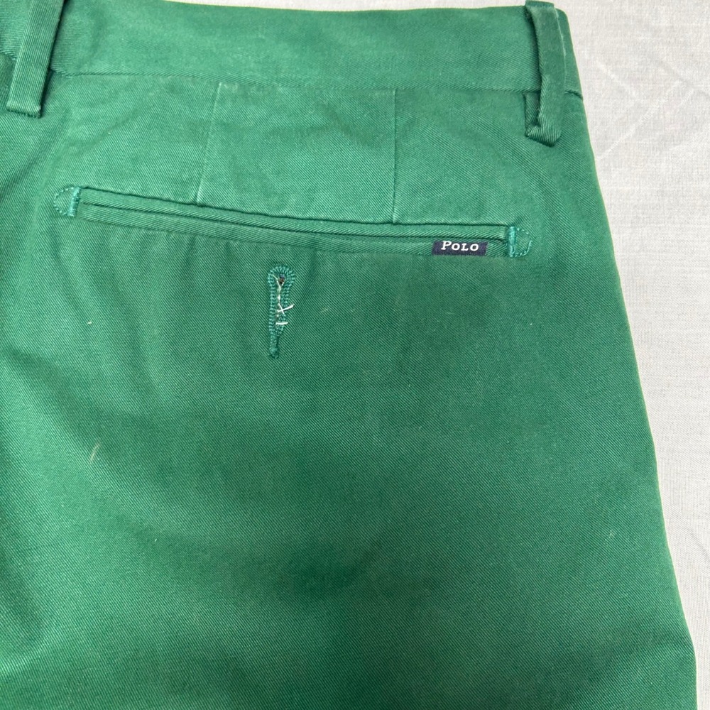 Polo Ralph Lauren Mens Slim Stretch Chinos Green Cotton Trousers 32x34 - Picture 6 of 10